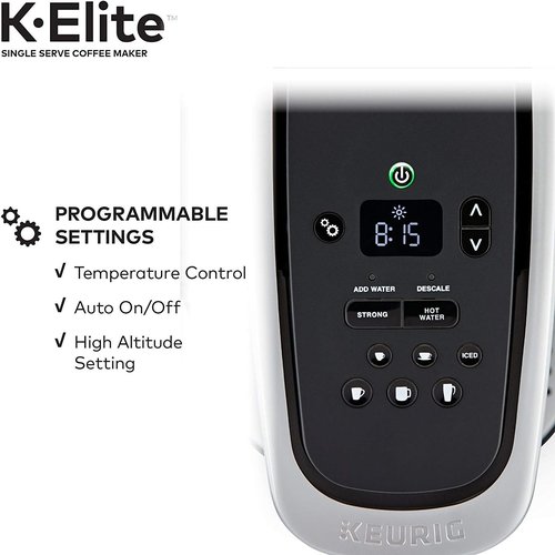 Keurig C K-Elite Single Serve K-Cup Pod Brewer - Iced Coffee Capability & 75oz Brushed Silver Filter Bundle