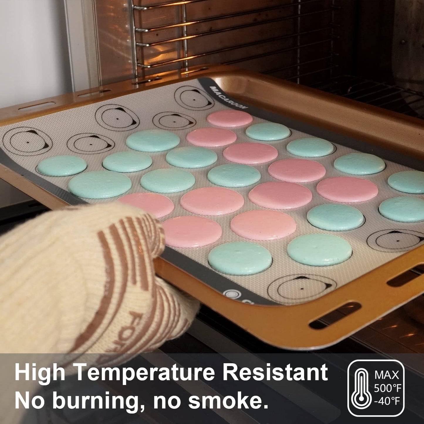 Skiennix Non-Stick Silicone Baking Mats - Premium Reusable & Heat Resistant 500ºF | Half Sheet Size (16.5" x 11.6")