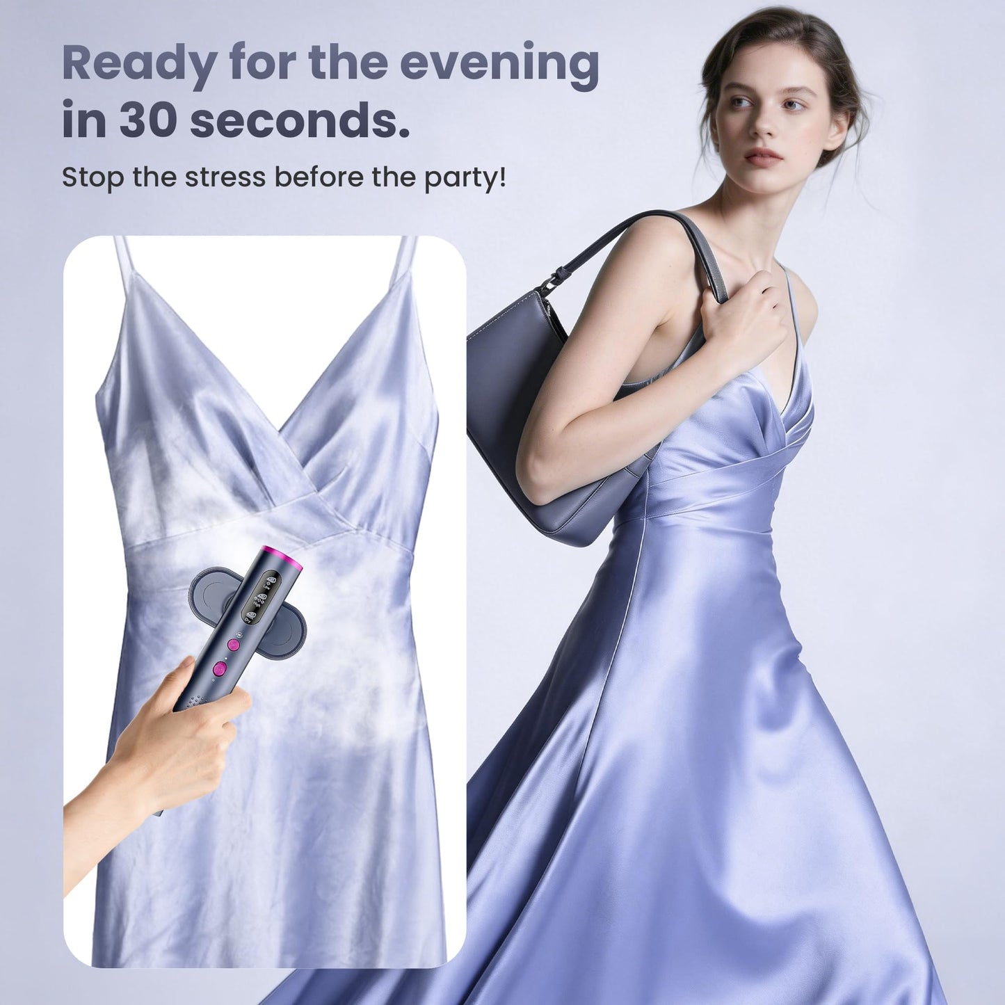 Steamer Clothes Clothing Handheld Garment - for Hand Held Steamers Travel Steam Genie Portable Curtain Vacuum Vertical Cloth，90° Automatic Rotation Function, 3 Gear Settings，Safety Protection System