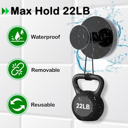 Black Wreath Hanger - 22LB Strong Suction Cup Hooks for Indoor/Outdoor Decor | Reusable for Holidays