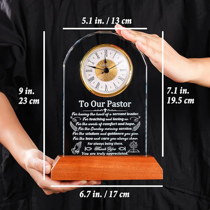 Pastor Crystal Clock Keepsake - Variation: Pastor