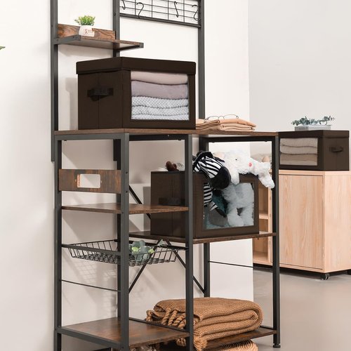 Homsorout Foldable Storage Boxes - Clear Window Clothes Organizers, Fabric Bins, Brown | 3 Pack