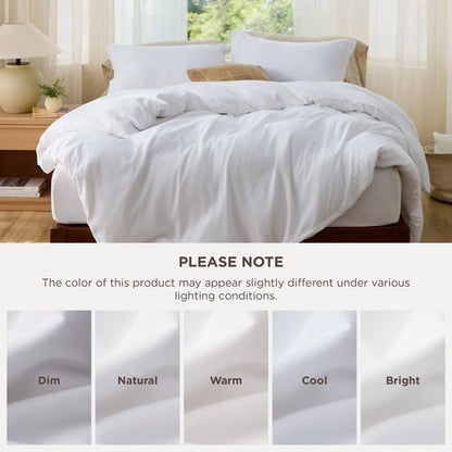 Bedsure Duvet Cover Oversized Queen Size - Soft Double Brushed Bedding Set for Kids & Adults, Zipper Closure, 3 Pieces, Includes 1 Duvet Cover (98"x98") & 2 Pillow Shams, NO Comforter, White