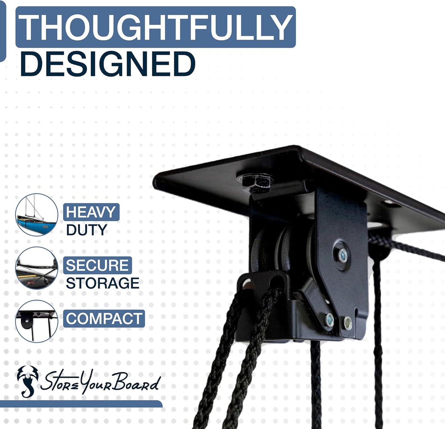 StoreYourBoard Cargo Box Pulley System - Heavy-Duty Garage Hoist for Rooftop Carriers | 150 lbs Capacity, Fits 8-10 ft Ceilings