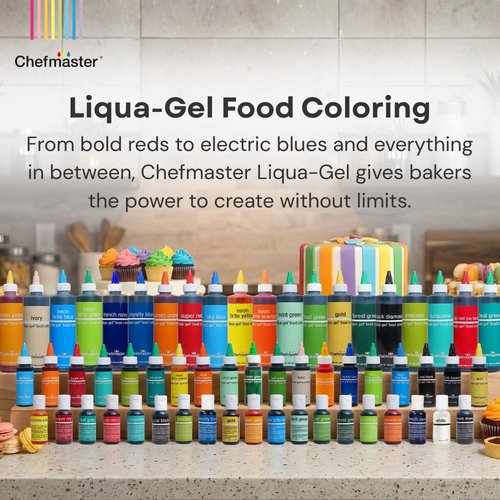 Chefmaster Neon Green Liqua-Gel® Food Coloring - Vibrant, Professional-Grade Dye for Icing & Fondant | 2.3 oz