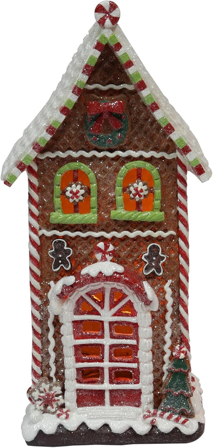 Moments In Time Gingerbread Village House - LED Light Up Christmas Decoration | 12.9” Handcrafted Polyresin Holiday Décor