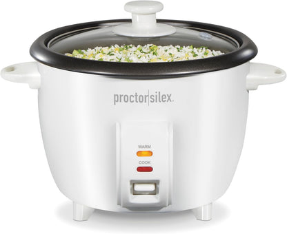 Proctor Silex Rice Cooker & Food Steamer - 10 Cups Cooked Capacity, Includes Steam Basket, White
