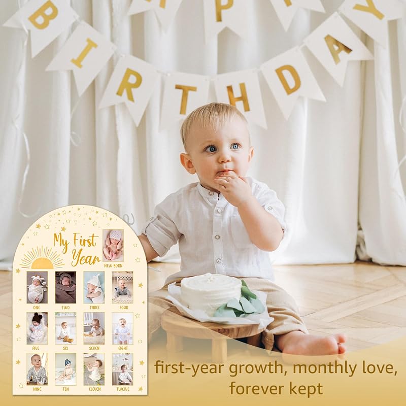 Sun My First Year Photo Board - Boho Baby 12 Months Milestone Board - Variation: Sun