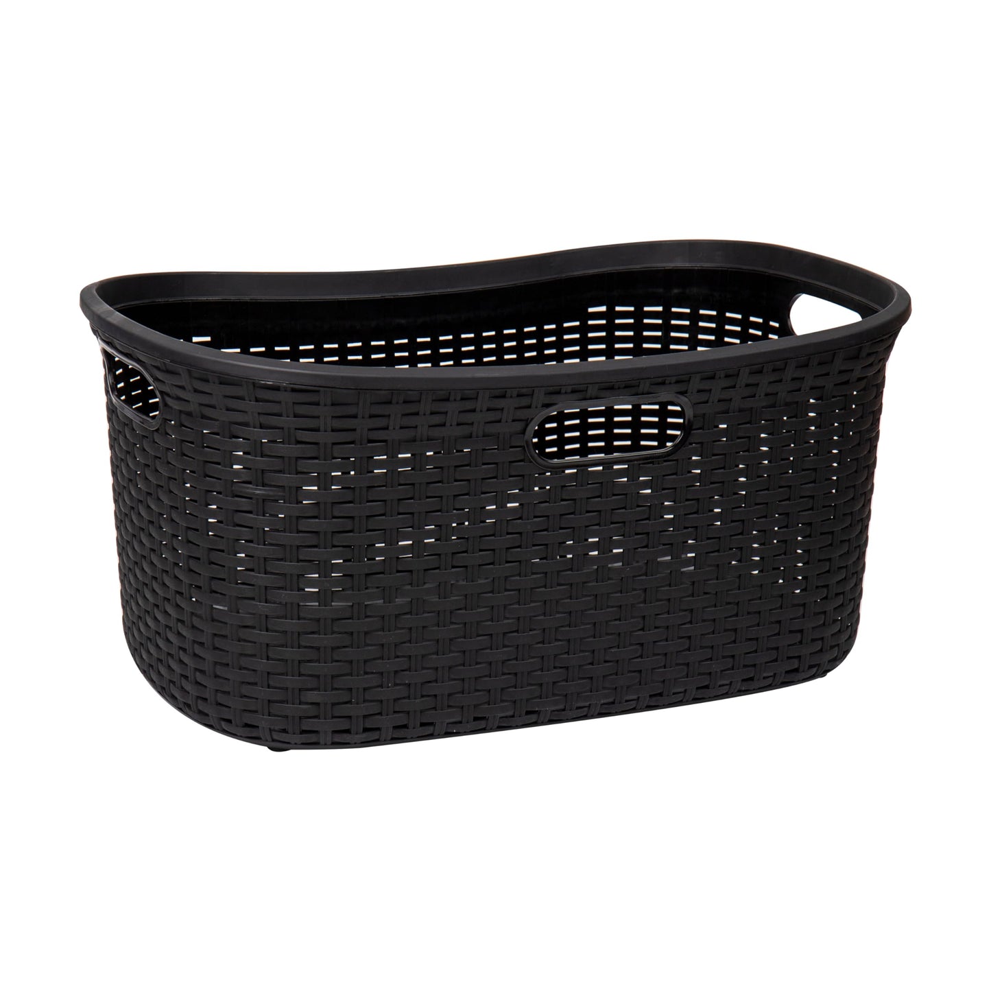 Mind Reader 40L Laundry Basket, Clothes Hamper, Premium Wicker Design, Plastic, Black