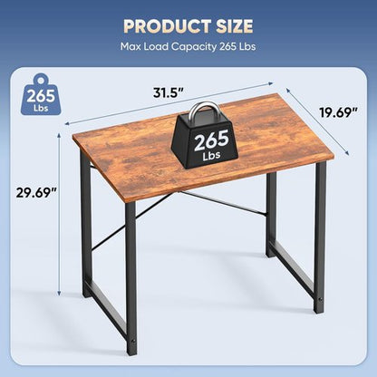 DUMOS Compact 32-Inch Small Computer Desk - Modern Minimalist Writing Table for Home & Bedroom