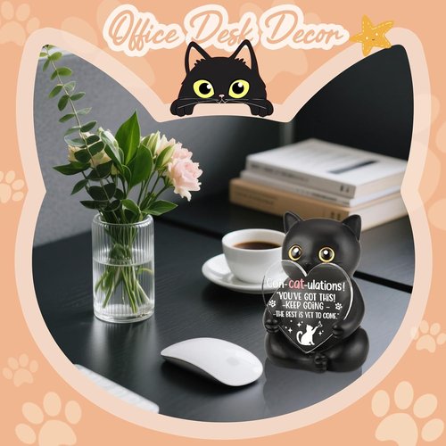 FOKCBOCM Con-Cat-ulations Desk Decor | Encouragement Gift for Graduates & Cat Lovers - Unique Collectible Figurine