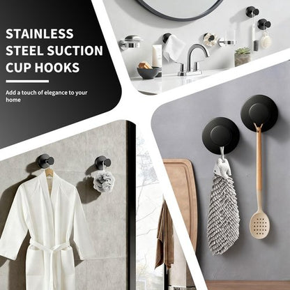 ZoiNavyer Suction Cup Hooks for Shower, Heavy Duty Suction Cup Hooks for Glass Window, Towel Hooks for Hower, Bathroom, Glass Door, Mirror, Tile (Black, 2 Pack)