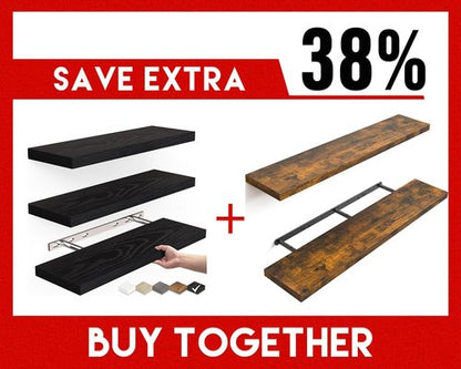 BAYKA Floating Wall Shelves - Set of 6, 16-Inch & 48-Inch Sizes for Stylish Home Decor