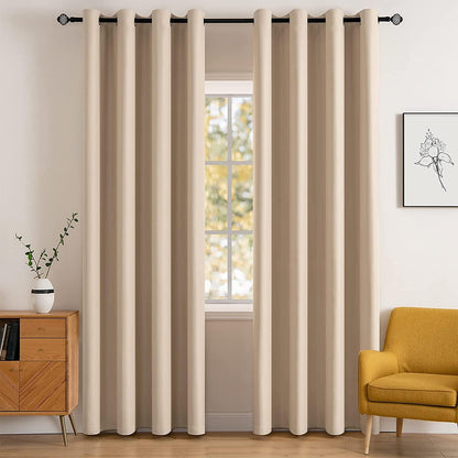 MIULEE Blackout Curtains - Thermal Insulated Room Darkening Drapes | 2 Panels Set 52 x 84 Inch Beige