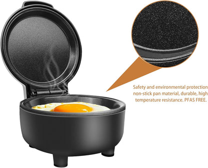 Smart Fried Egg Cooker - Automatic Maker for 6 Styles, Non-Stick Coating, Black Finish