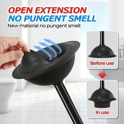 FORASTO Toilet Plunger with Holder,Plungers for Bathroom with Holder,Plunger with Cover,Bathroom Decor，Bathroom Accessories，Toilet Bowl Cleaners,Black(19inch)