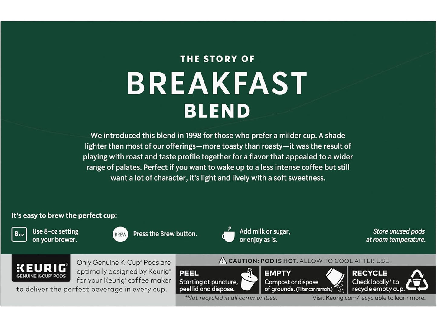 Starbucks Breakfast Blend Medium Roast Coffee K-Cup Pods - 40 Count (Pack of 4 Boxes)