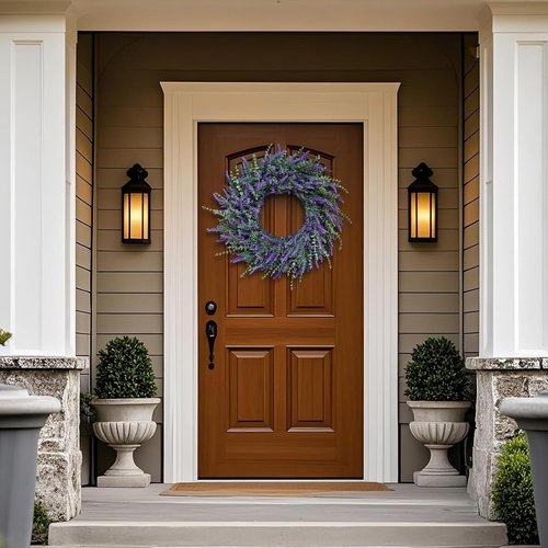 Eucalyptus & Lavender Wreath by Skiennix - 26'' Large Artificial Floral Decor for All Seasons | Purple