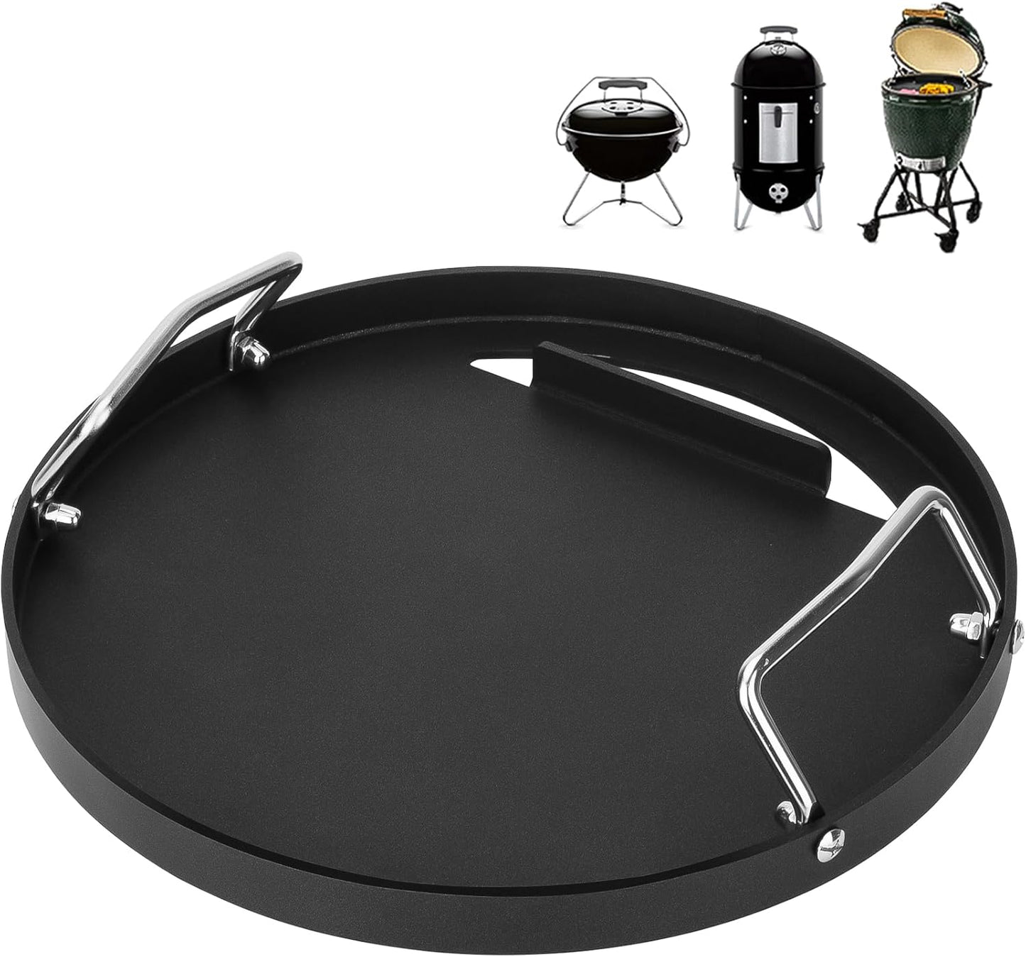 Weber Full Size Griddle Inserts - Flat Top Griddle for 14" Charcoal Grills & Smokers | Replacement Part for Weber 7431