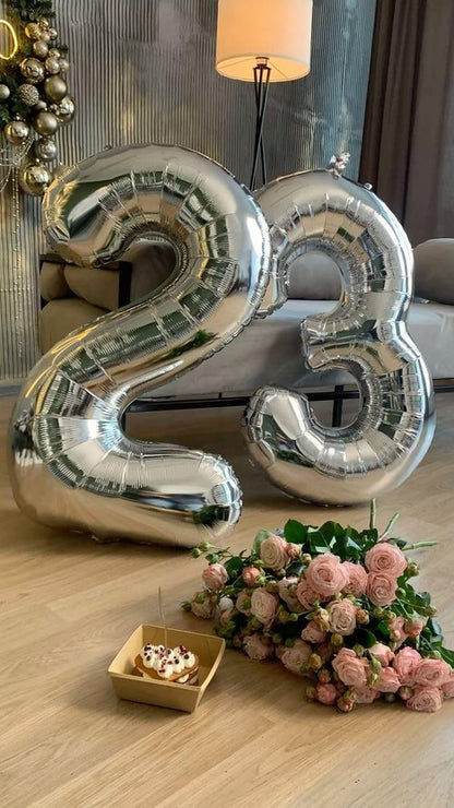 Big Foil 23rd Birthday Balloons - 40 Inch Silver Number Balloon for Women | Perfect for Graduation & Celebrations