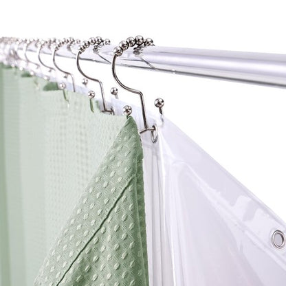 LaCyan 3 in 1 Waterproof Waffle Weave Shower Curtain and Clear Liner Set with 12 Stainless Steel Hooks Double Sided for Bathroom 72 Inches Heavy Duty Polyester Fabric Shower Curtains 72x72