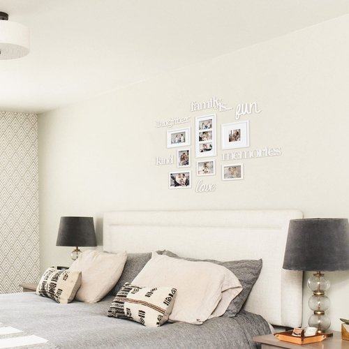 Jerry & Maggie - Photo Frame | Plaque College Frame - White Wall Decoration Combination - Bronze PVC Picture Frame Selfie Gallery Collage With Full Size Hanging Template & Wall Mounting Design