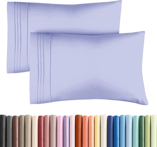 Skiennix Queen Pillow Cases Set of 2 - Ultra Soft Hotel Quality - Wrinkle-Free & Stain Resistant - Lavender Color