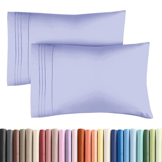 Queen Pillow Cases Set of 2 - Ultra Soft Hotel Quality Pillowcase Covers - Comfy, Cozy & Wrinkle Free - Shrinkage, Stain & Fade Resistant - Machine Washable Pillow Protectors - 2 Piece Set - Lavender