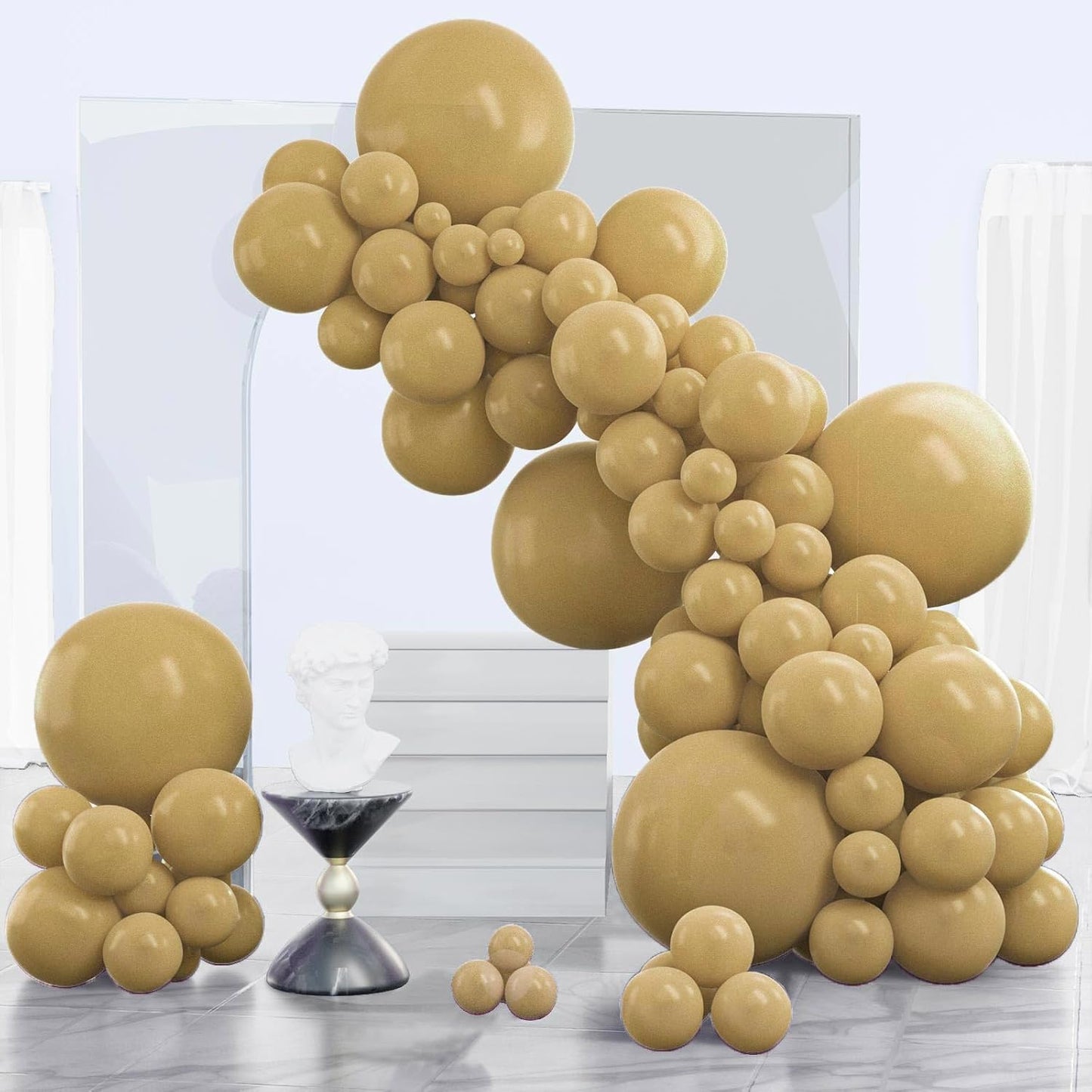 PartyWoo Tan Balloons - 140-Piece Light Brown Neutral Boho Balloon Arch Kit for Weddings & Parties