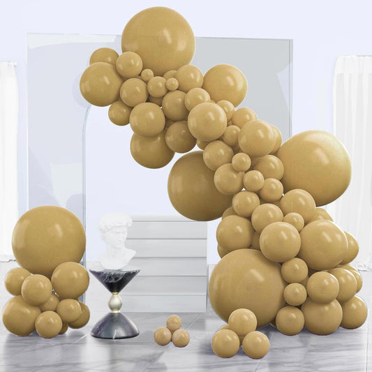 PartyWoo Tan Balloons - 140-Piece Light Brown Neutral Boho Balloon Arch Kit for Weddings & Parties
