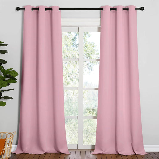 NICETOWN Blackout Curtains for Patio Glass Doors - Privacy Panel Drapes, Crystal Pink, 42" x 90" (1 Pair)