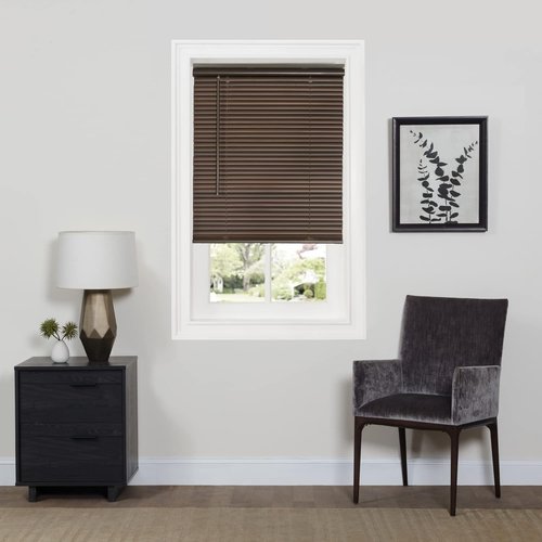 Achim Home Decor Cordless Room Darkening Mini Blinds - Mahogany, 27" W x 64" L, 1" Slats