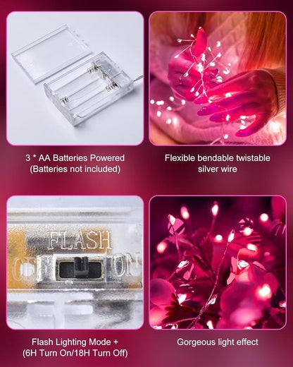 Fairy Lights | 5 Ft Battery Operated Twinkle String Lights - Waterproof Silver Wire, 60 LEDs for Weddings & Holidays