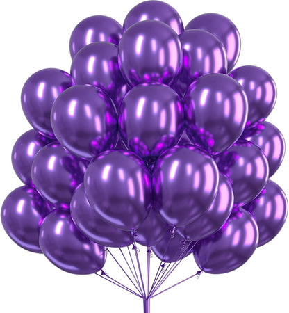 PartyWoo Metallic Purple Balloons - 100 Pcs 12 Inch Chrome Latex Helium Balloons for Celebrations