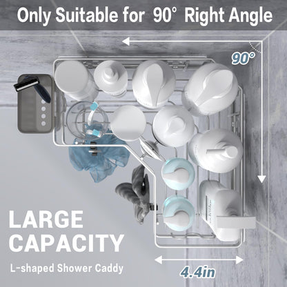 AKTECKE Shower Caddy | 2-Pack Corner Organizer Shelf - No-Drill Stainless Steel Bathroom Storage with Hooks