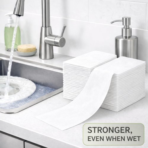 50 Paper Towels Cloth-Like Hand Tissue Paper Napkins, Disposable Hand Towels for Bathroom Guests, Disposable Face Towel for Guest, Washcloths or Dinner Napkin, Made in USA, White