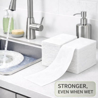 50 Paper Towels Cloth-Like Hand Tissue Paper Napkins, Disposable Hand Towels for Bathroom Guests, Disposable Face Towel for Guest, Washcloths or Dinner Napkin, Made in USA, White