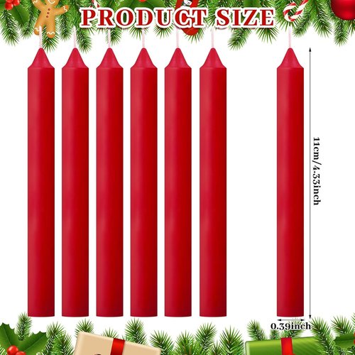 Amyhill 72 Pcs Christmas Pyramid Candles - 4 Inch Red Taper Candles for Tree Decorations