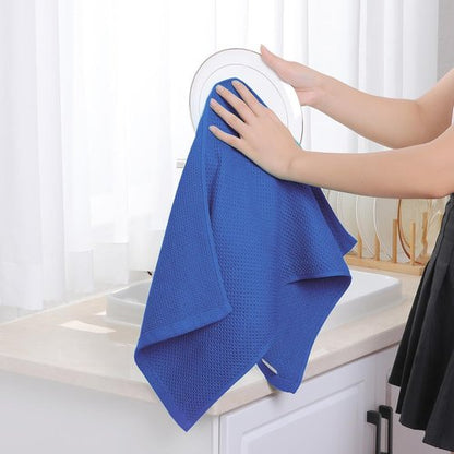 Homaxy Kitchen Dish Towels - Ultra Soft 100% Cotton Waffle Weave, Quick Drying, 13 x 28 Inches, 4-Pack, Blueberry