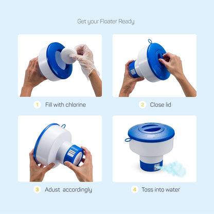 Skiennix Floating Chlorine Dispenser - Adjustable Pool Chlorine Floater for 3" Tablets | 7" Diameter, 3 Tablet Capacity