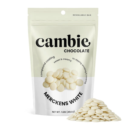 Merckens White Melting Chocolate Wafers - 1 Pound of Premium Quality for Cake Pops, Cocoa Bombs & Desserts