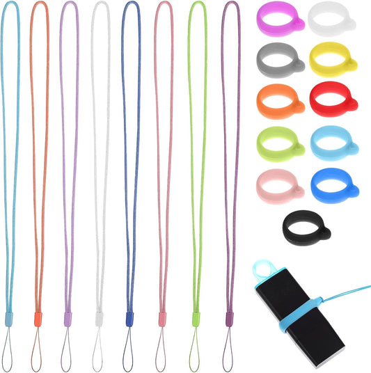 Skiennix Anti-Lost Lanyard Set - 8 Pcs with 24 Silicone Rubber Rings for Pens | Office & School Use