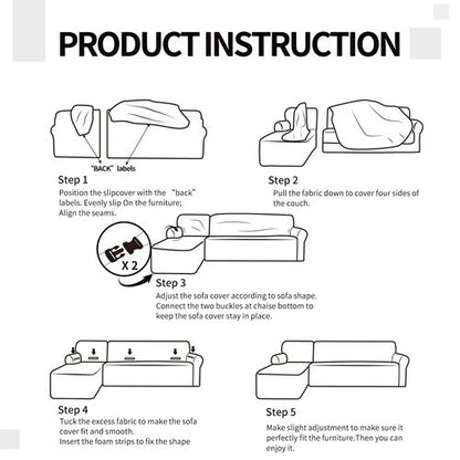 Easy-Going Stretch Sofa Slipcover 2 Pieces L-Shaped Cover Sectional Couch Cover for Living Room Jacquard Fabric Chaise Lounge Slipcover with Elastic Bottom for Dogs Kids Pets(X-Large Dark Gray)
