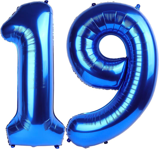 Number 19 Balloon - Navy Blue 40 Inch Birthday Decoration for 19th Year Celebration