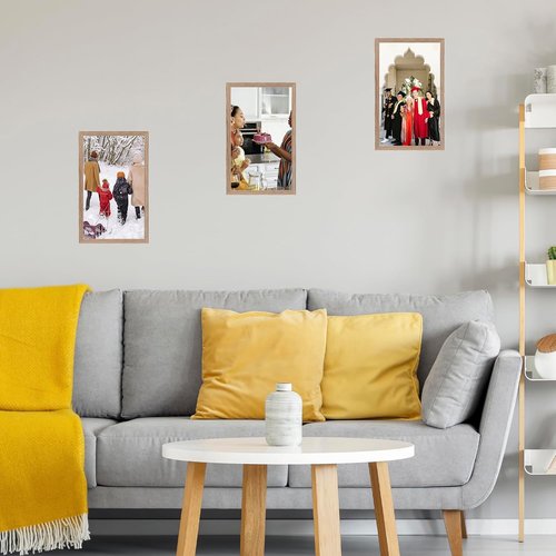 JCJMY 8.5x14 Rustic Brown Picture Frame - Wall Hanging & Mounting | Shatter Resistant Plexiglass