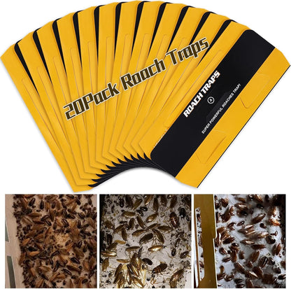 Skiennix Roach Traps - 20 Pack Indoor Glue Traps, Safe for Children & Pets | Effective Cockroach Control