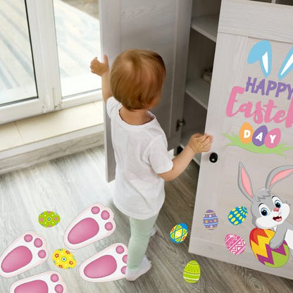 YOTNUS 110 Pcs Easter Bunny Footprint Stickers for Floor, Peel Without Leaving Traces, 14 PCS Rabbit Footprints, for Easter Decoration and Egg Hunting Games