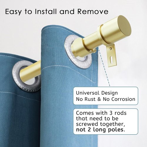 Byondeth Curtain Rods - Adjustable 16 to 60 Inches | 1-Inch Diameter with Elegant Warm Gold Finials