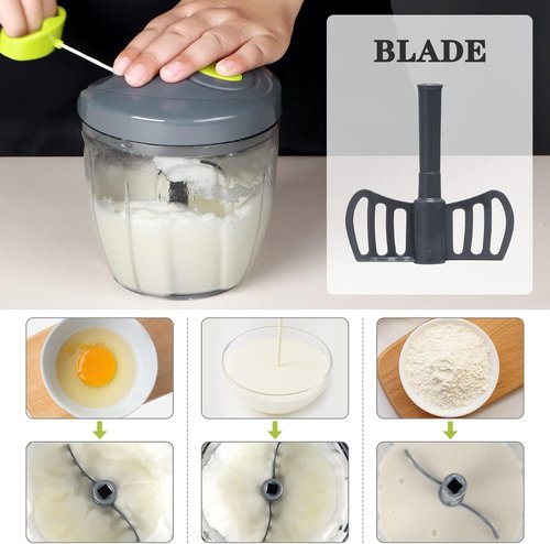 Cambom Manual Food Chopper - BPA-Free Vegetable Cutter for Onions, Fruits & Nuts | 900ml Grey