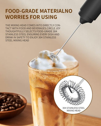 CIRCLE JOY Portable Milk Frother - Battery Operated Electric Coffee Mixer for Matcha & Lattes | Black